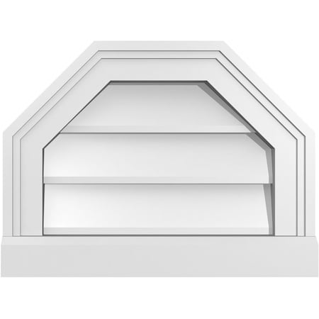 Ekena Millwork Octagonal Top Surface Mount PVC Gable Vent w/ 2"W x 2"P Brickmould Sill Frame, 16"W x 12"H GVPOT16X1203SN